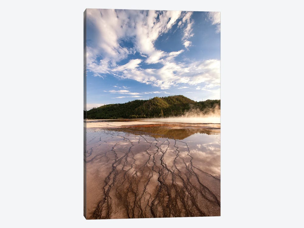 Cloud reflections over chemical Sediments. Yellowstone National Park, Wyoming. by Tom Norring 1-piece Art Print