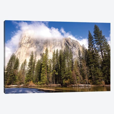 El Capitan seen from Cathedral Beach and Merced River. Yosemite National Park, California. Canvas Print #TNO9} by Tom Norring Canvas Wall Art