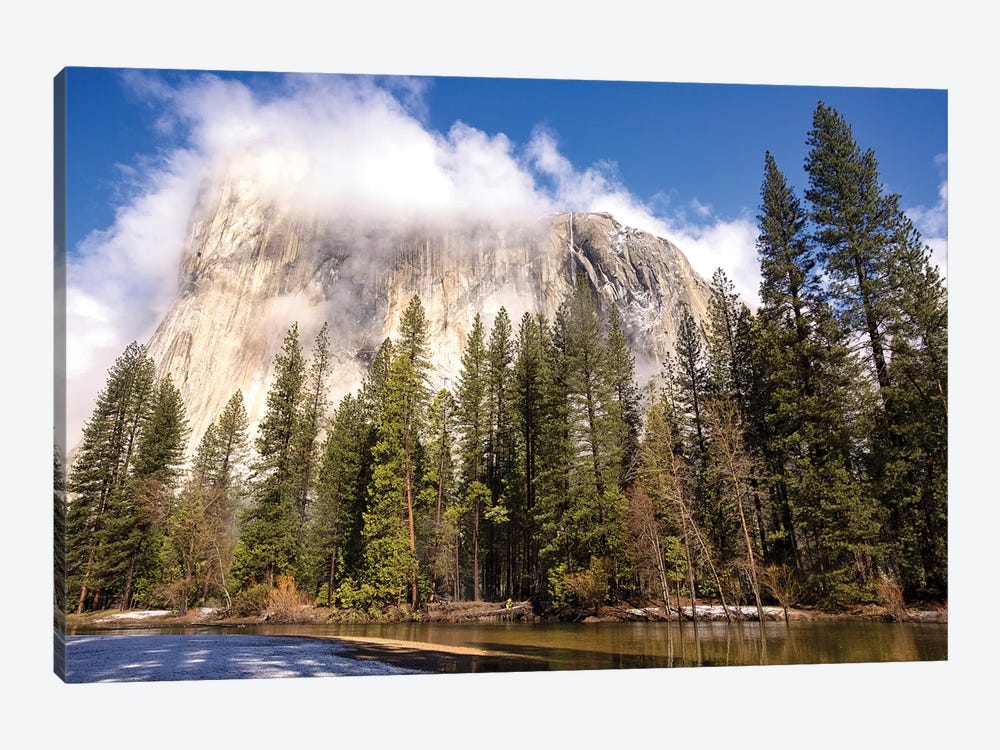 El Capitan seen from Cathedral Beach and Merced River. Yosemite National Park, California. by Tom Norring 1-piece Canvas Artwork