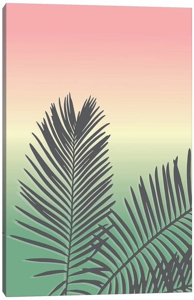 Sunset Palm Leaves Canvas Art Print - Minimalist Nursery