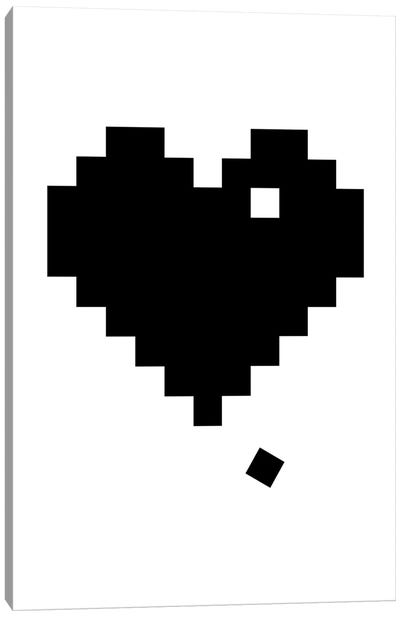 Black Pixel Heart Canvas Art Print - Minimalist Wall Art