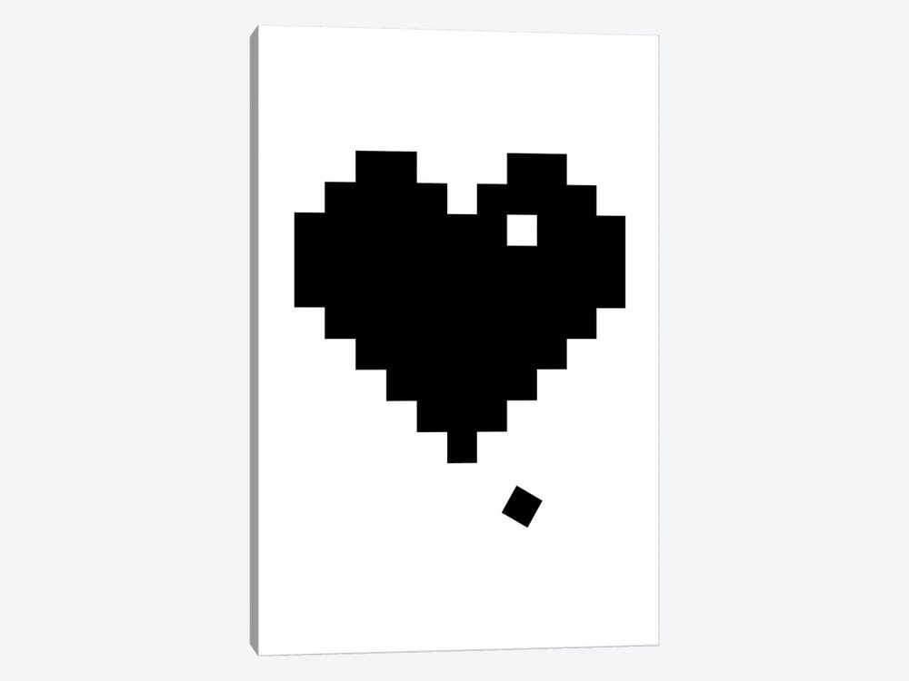 Black Pixel Heart by The Native State 1-piece Canvas Art
