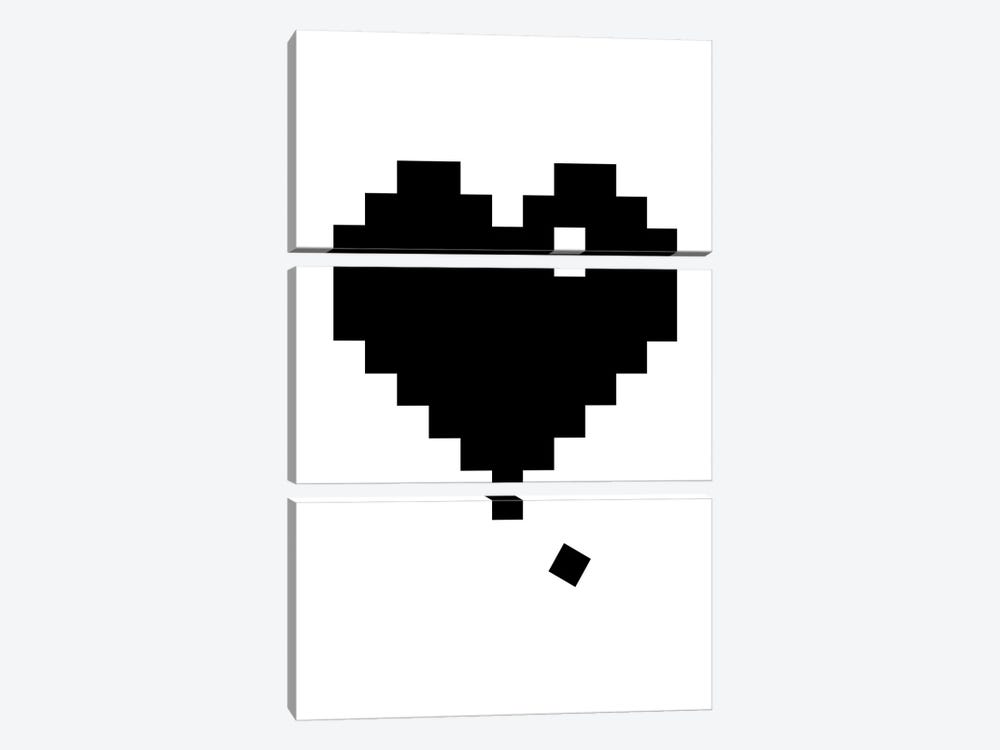 Black Pixel Heart by The Native State 3-piece Canvas Wall Art