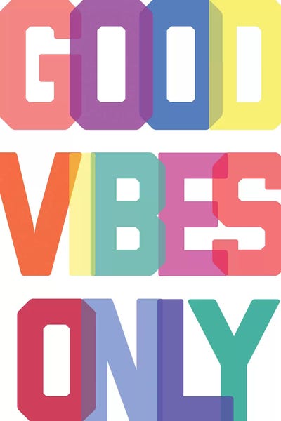Large Modern Art - Canvas Prints: Good Vibes Only - Multicolor by The Native State