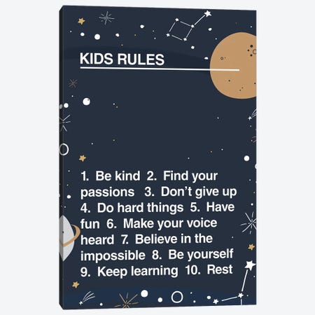 Kids Rules Canvas Print #TNS55} by The Native State Canvas Print