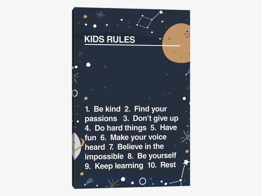 Kids Rules by The Native State 1-piece Canvas Artwork