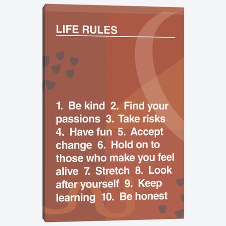 Life Rules Canvas Print #TNS60} by The Native State Canvas Print