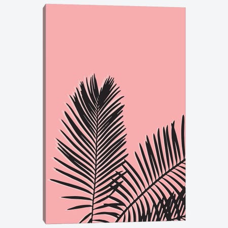 Pink Palm Leaves Canvas Print #TNS88} by The Native State Art Print