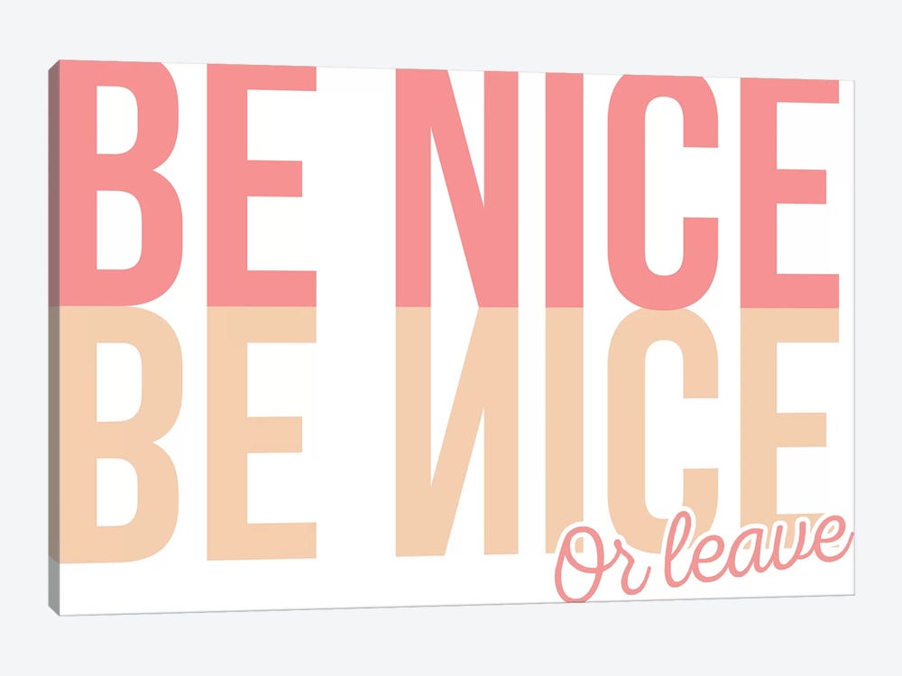 Be Nice Or Leave by The Native State 1-piece Canvas Print