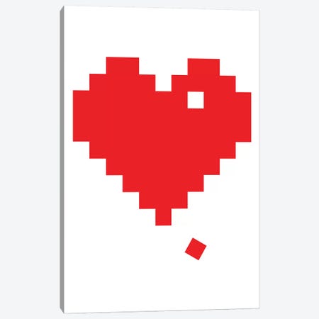 Red Pixel Heart Canvas Print #TNS93} by The Native State Canvas Artwork