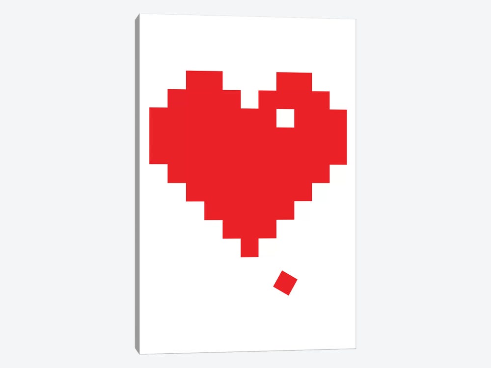 Red Pixel Heart by The Native State 1-piece Canvas Art
