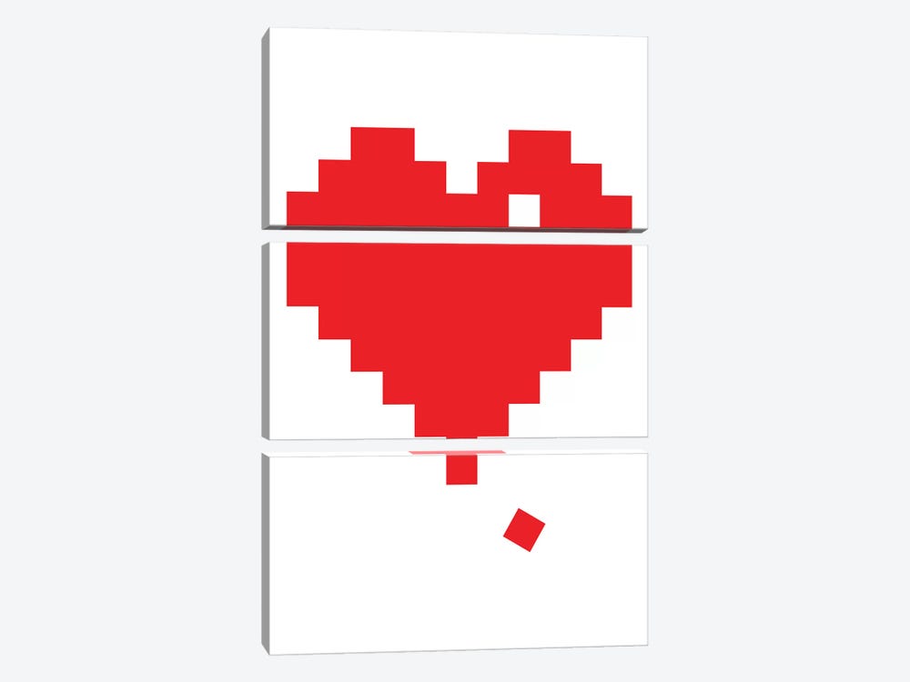 Red Pixel Heart by The Native State 3-piece Canvas Art