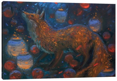 Fox Demon In The Garden Canvas Art Print - Tatiana Nikolaeva
