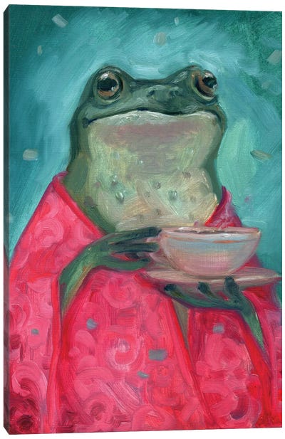 Frog. Tea Party Canvas Art Print - Reptile & Amphibian Art