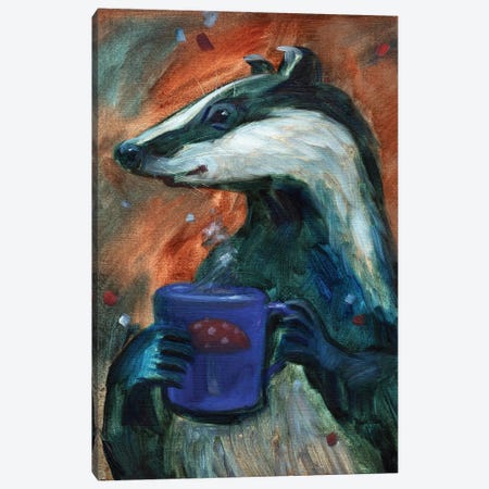 Badger. Tea Party Canvas Print #TNV116} by Tatiana Nikolaeva Canvas Print