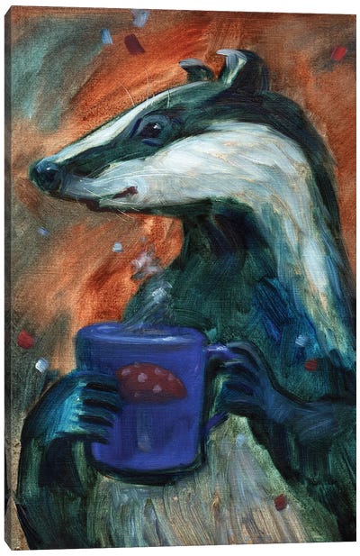 Badger. Tea Party Canvas Art Print - Badger Art
