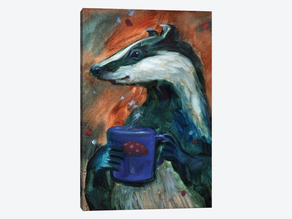 Badger. Tea Party by Tatiana Nikolaeva 1-piece Canvas Wall Art