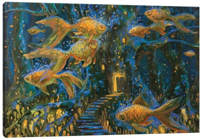 Goldfish. The Enchanted World Canvas Art Print - Goldfish Art