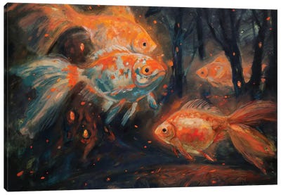 Goldfish. Magic Forest Canvas Art Print - Illuminated Dreamscapes