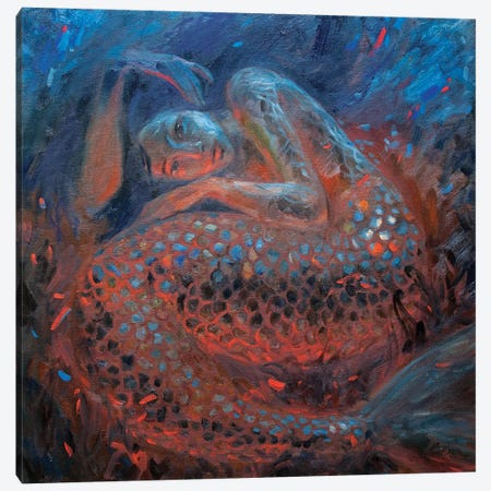 Dreaming Beautiful Mermaid Canvas Print #TNV11} by Tatiana Nikolaeva Canvas Print