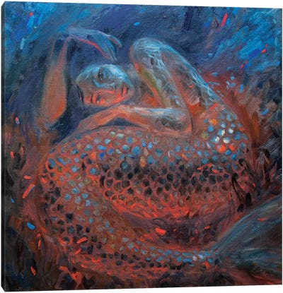 Dreaming Beautiful Mermaid Canvas Art Print - Artists Like Klimt