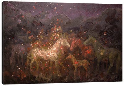 Magic Herd Canvas Art Print - Illuminated Dreamscapes