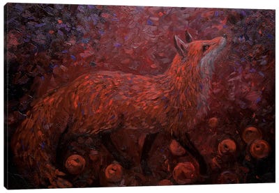 Fox In The Apple Orchard Canvas Art Print
