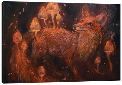 The Glowing Fox Canvas Art Print - Illuminated Dreamscapes