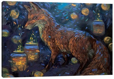 The Fox Demon In The Apple Orchard Canvas Art Print - Apple Art