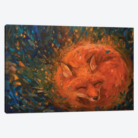 The Dream Of The Magic Fox Canvas Print #TNV23} by Tatiana Nikolaeva Canvas Wall Art