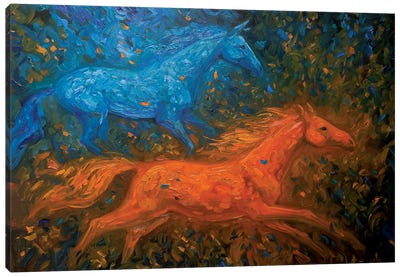 Free Running Horses Canvas Art Print - Fire & Ice