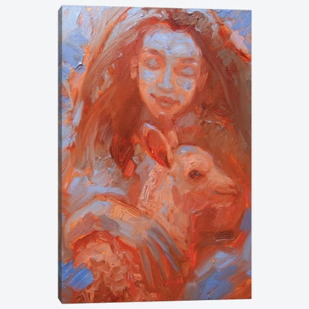 Girl With Lamb Canvas Print #TNV34} by Tatiana Nikolaeva Canvas Art