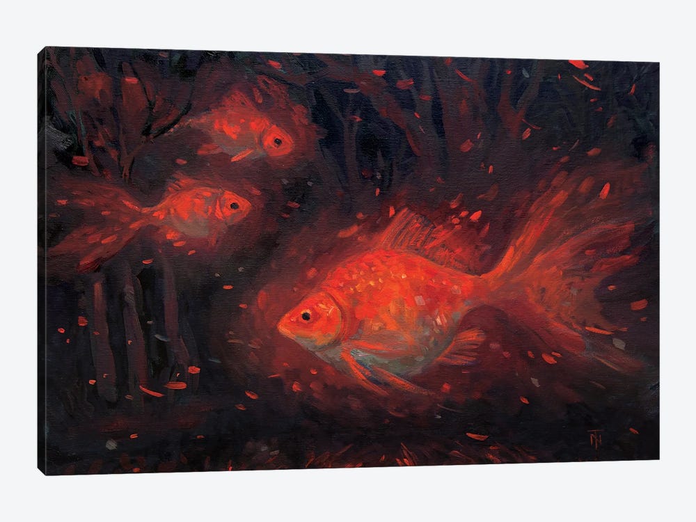 Goldfish In The Red Fairy Forest by Tatiana Nikolaeva 1-piece Art Print