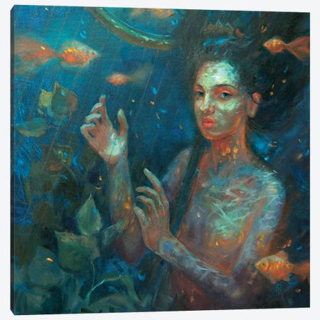 The Mermaid And The Sea Harp Canvas Print #TNV39} by Tatiana Nikolaeva Canvas Print