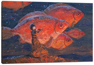 The Fish Shepherd Canvas Art Print - Goldfish Art