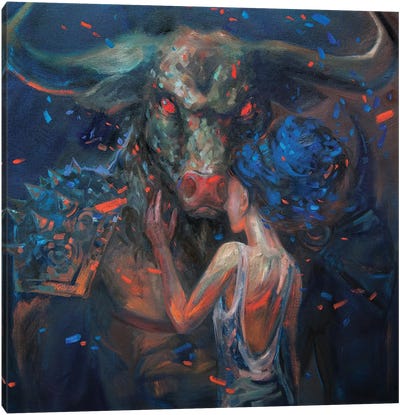 The Minotaur In Love Canvas Art Print - Bull Art