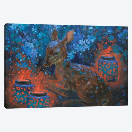 Little Deer And Magic Flashlight Canvas Print #TNV46} by Tatiana Nikolaeva Canvas Print