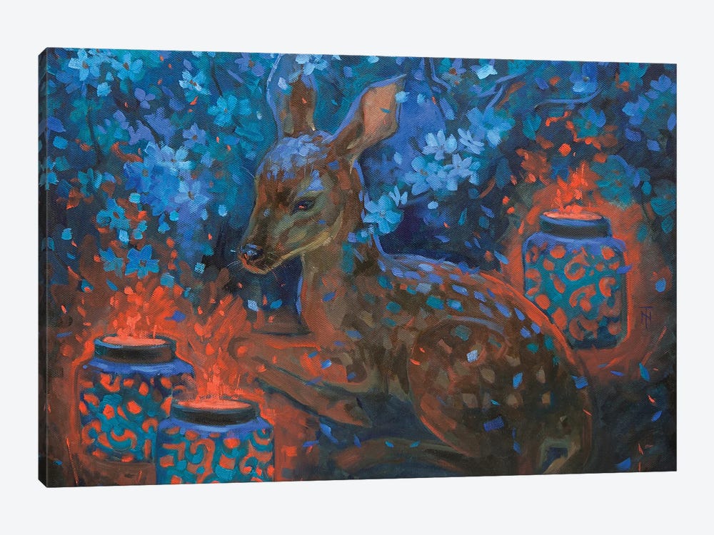 Little Deer And Magic Flashlight by Tatiana Nikolaeva 1-piece Canvas Artwork