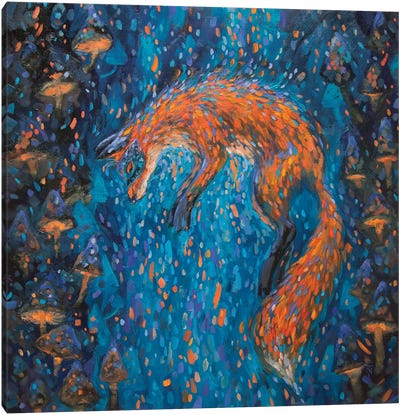 Mask Fox Hunting Canvas Art Print - Fire & Ice