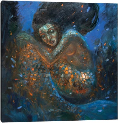 Mermaid Dreams Canvas Art Print - Art Nouveau Redux