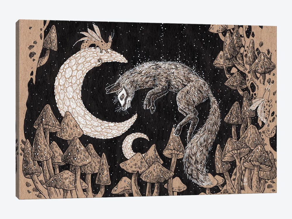 Moon Fox Games by Tatiana Nikolaeva 1-piece Canvas Art Print