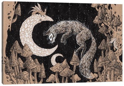 Moon Fox Games Canvas Art Print - Crescent Moon Art