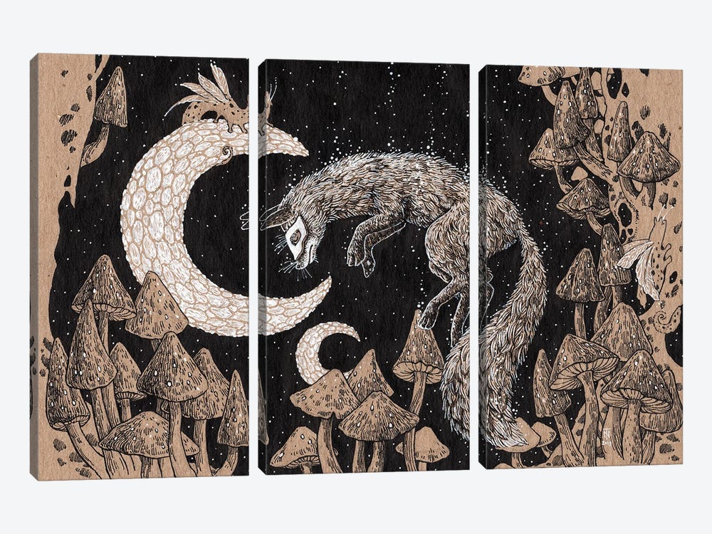 Moon Fox Games by Tatiana Nikolaeva 3-piece Art Print
