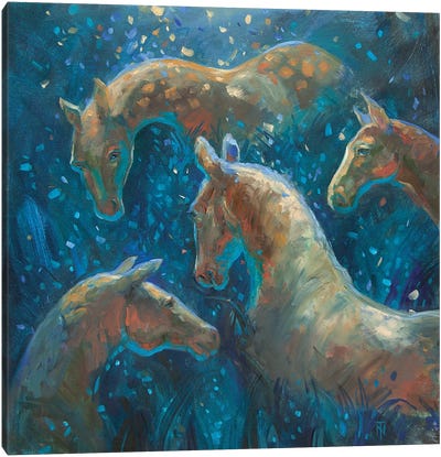 Moon Horse Pasture Canvas Art Print - Tatiana Nikolaeva