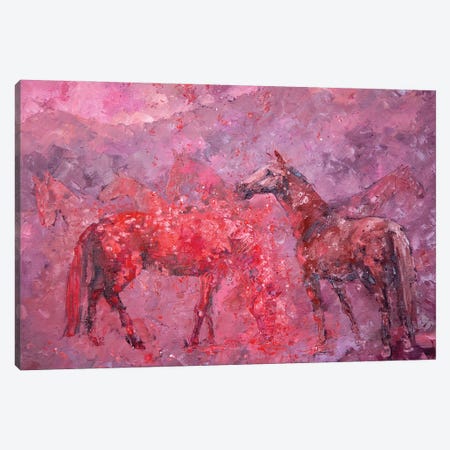 Herd Of Horses At Sunset In The Mountains Canvas Print #TNV58} by Tatiana Nikolaeva Art Print
