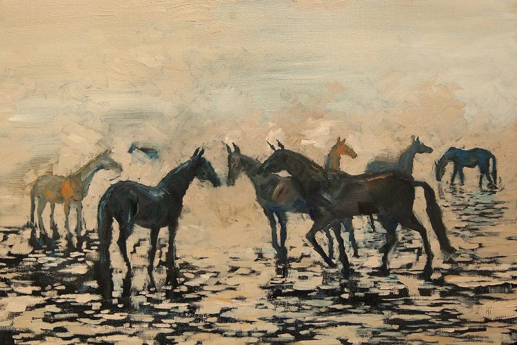 Herd Of Horses On The Seashore