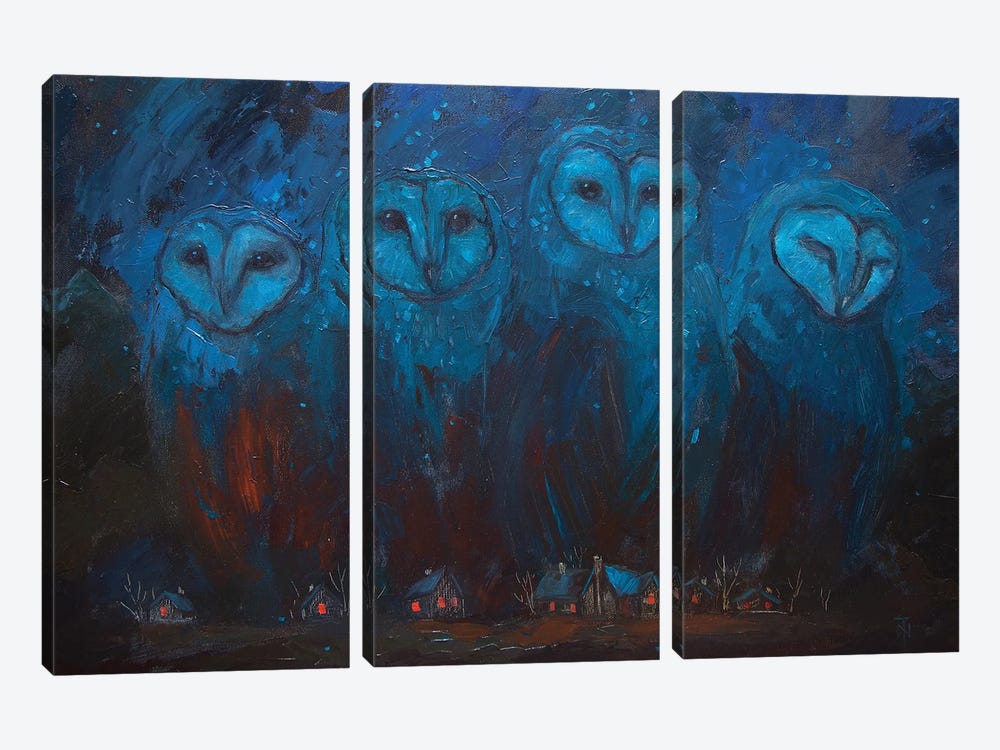 Owl Mountains by Tatiana Nikolaeva 3-piece Canvas Wall Art