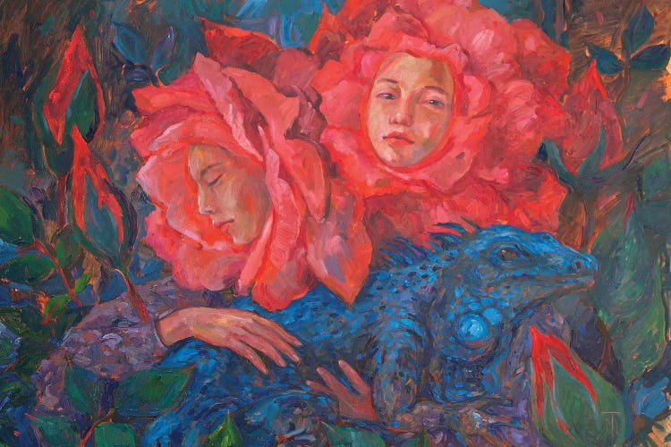 Sisters Of A Rose With An Iguana