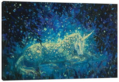 Sparkling Unicorn Canvas Art Print - Friendly Mythical Creatures