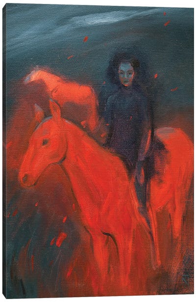 Travelling With Red Horse Canvas Art Print - Tatiana Nikolaeva